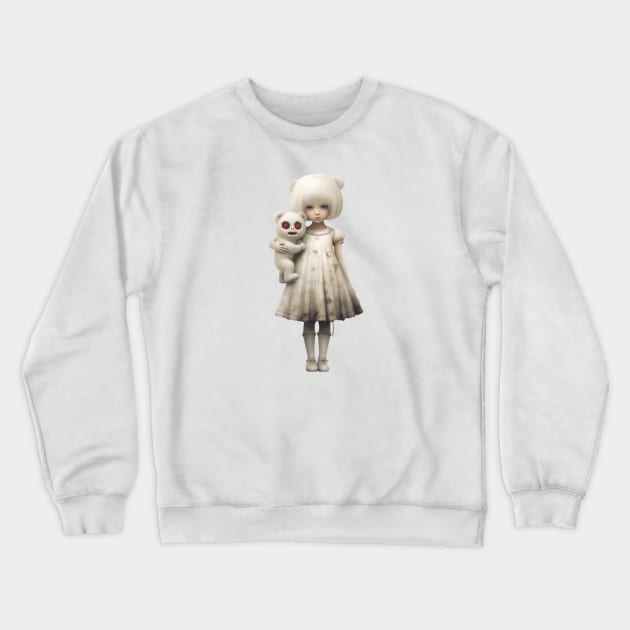 Vintage 1980s Girl Holds an evil zombie teddy bear Crewneck Sweatshirt by digilabs